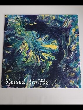 Abstract Fluid Art Painting in Blue and Yellow